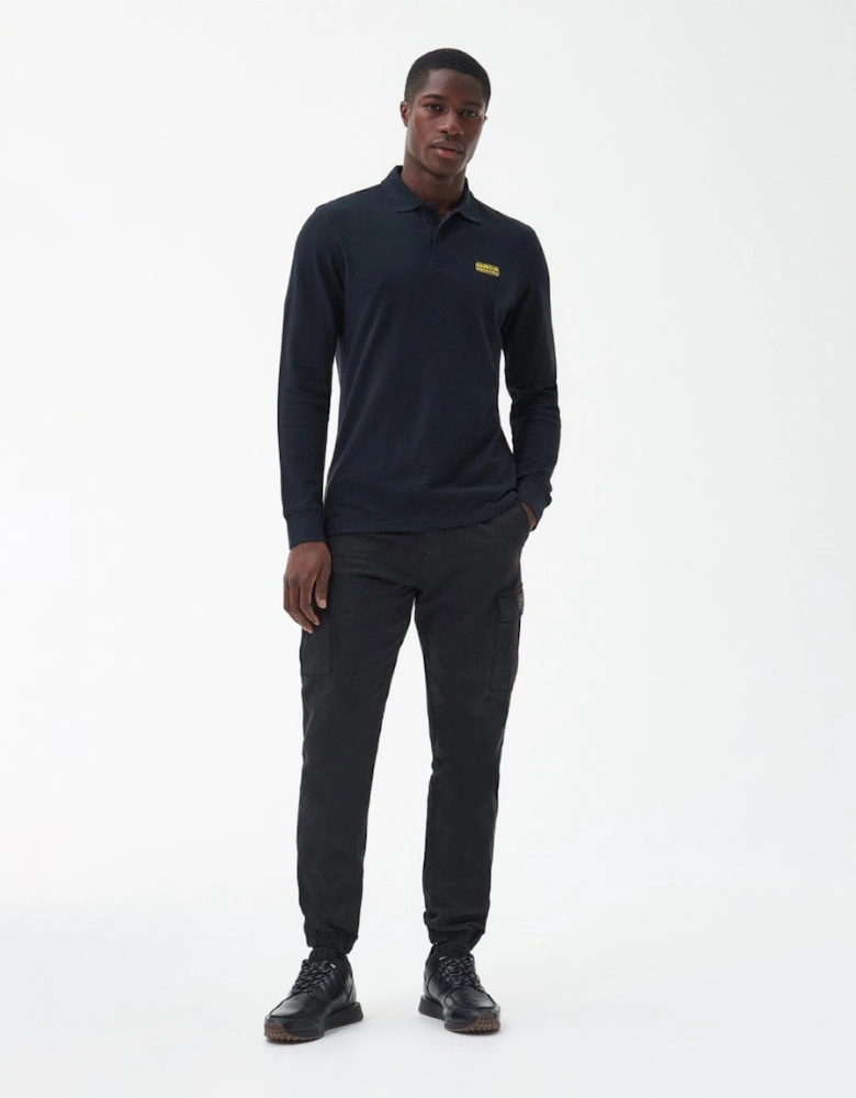 Essential Mens Long Sleeve Polo - Black/Yellow