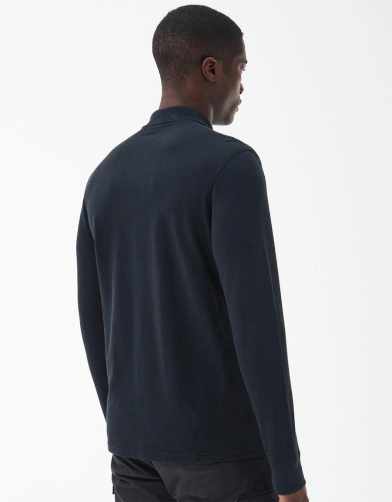 Essential Mens Long Sleeve Polo - Black/Yellow