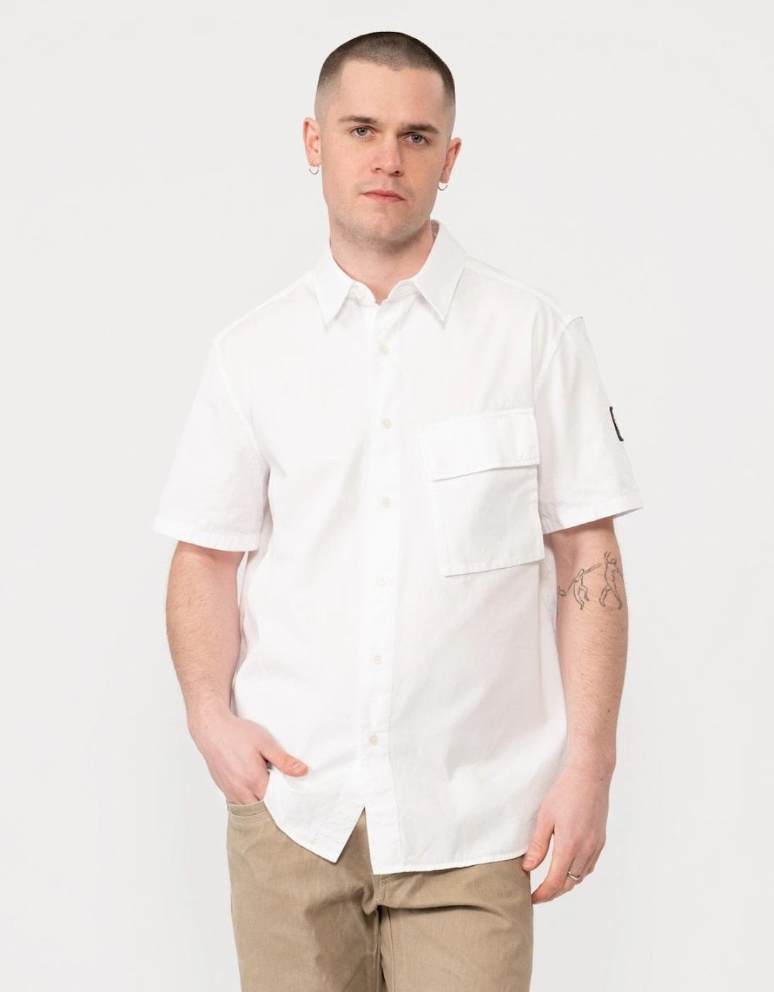 Scale Mens Short Sleeve Shirt - White