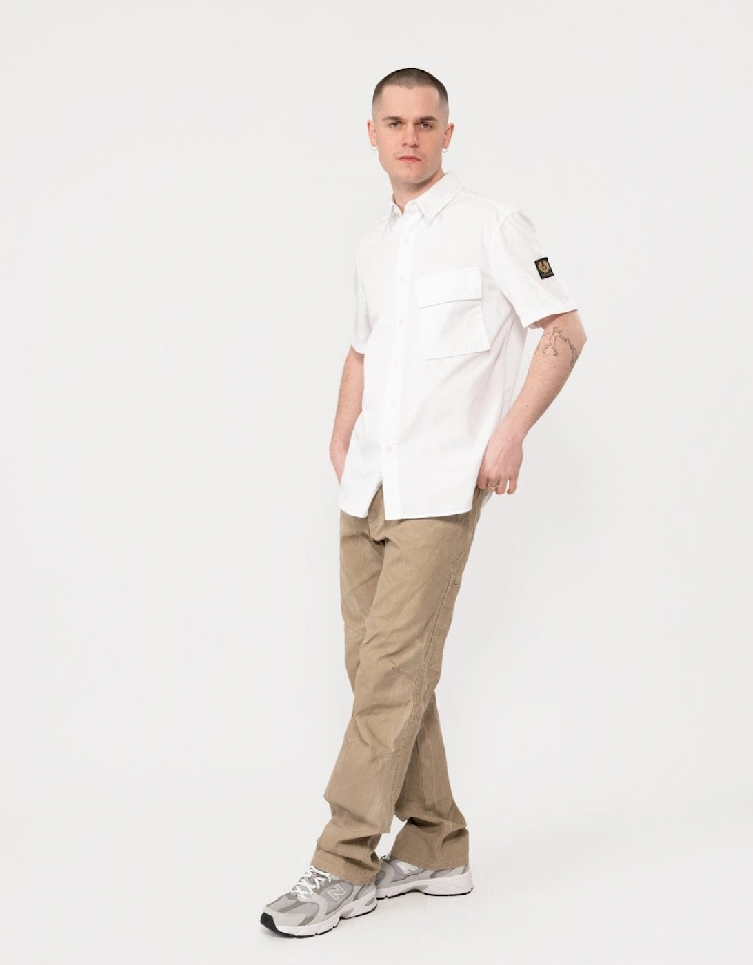 Scale Mens Short Sleeve Shirt - White
