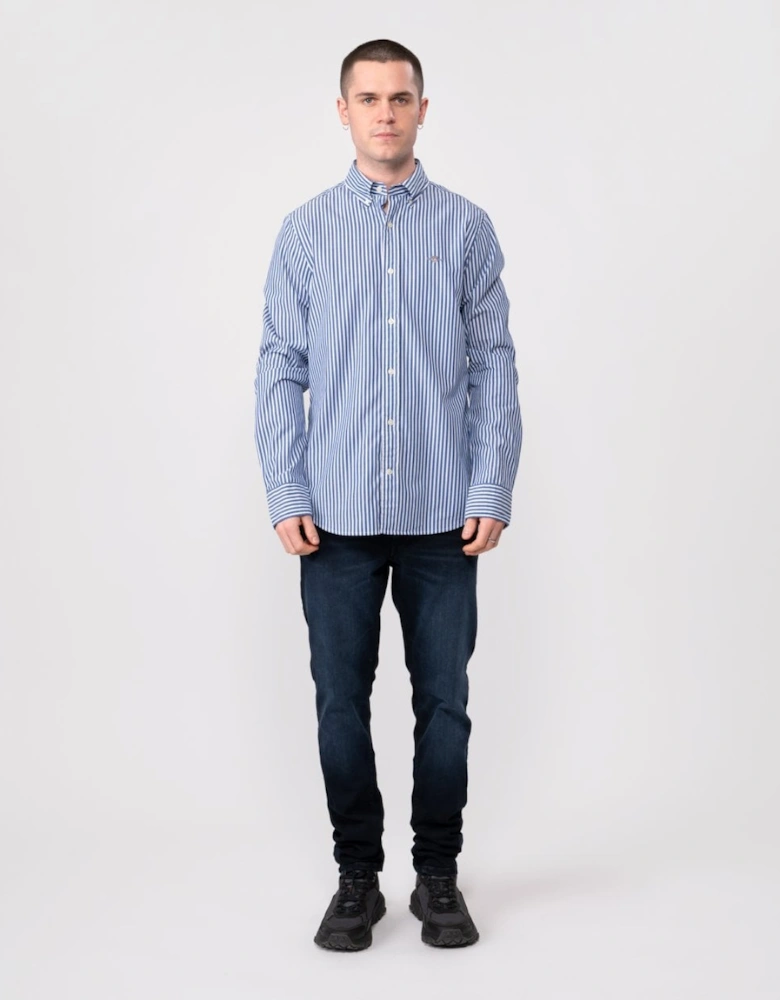 Mens Slim Fit Striped Poplin Shield Shirt