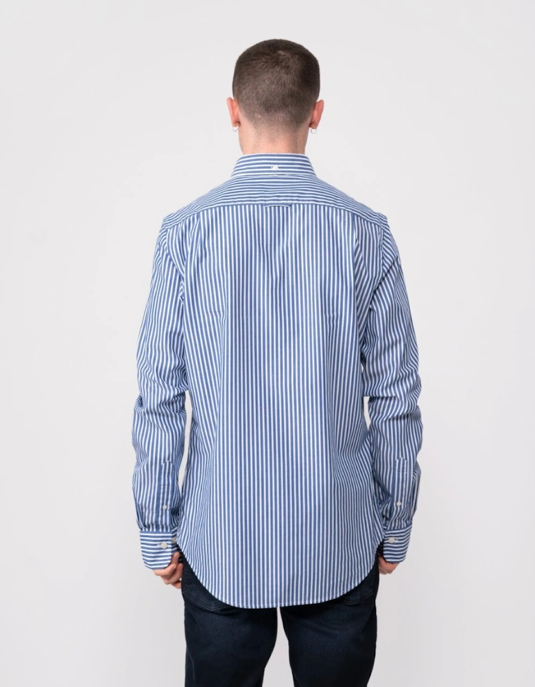 Mens Slim Fit Striped Poplin Shield Shirt