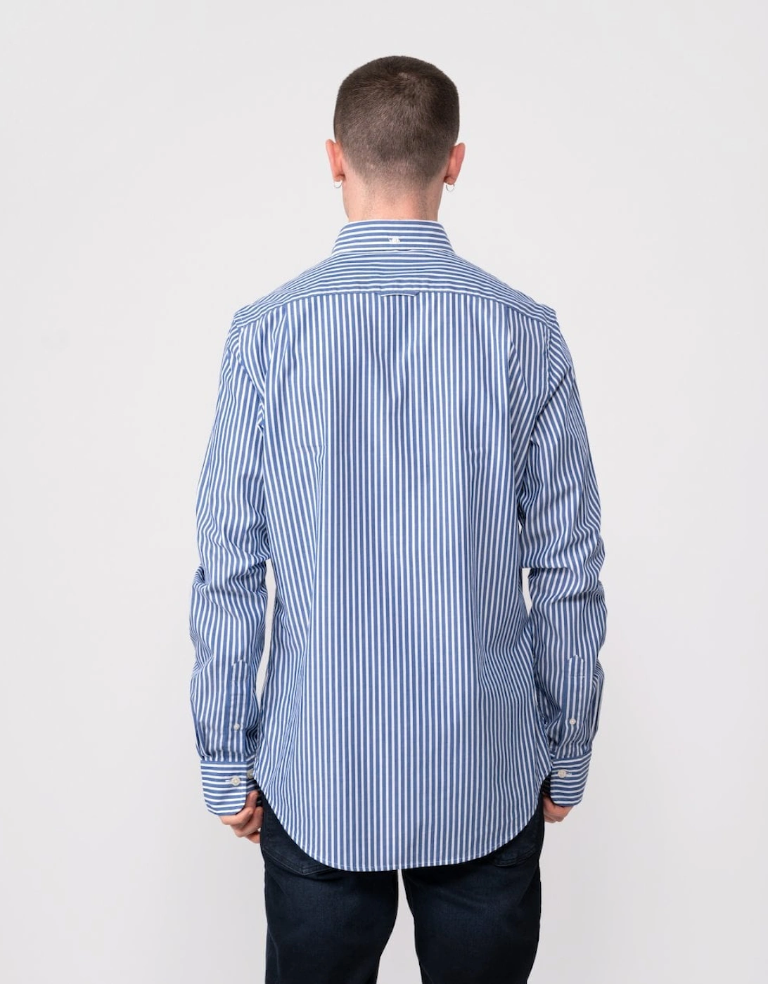 Mens Slim Fit Striped Poplin Shield Shirt