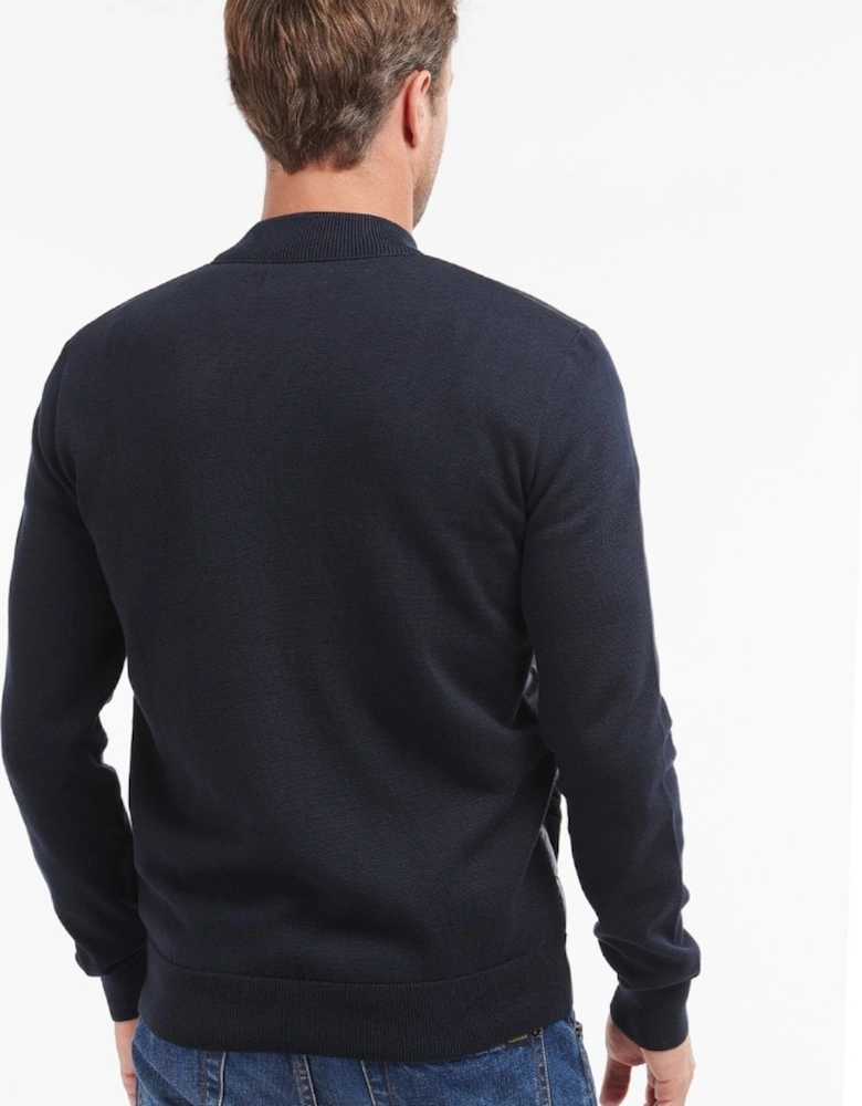 Carn Baffle Mens Zip Through Sweater - Navy