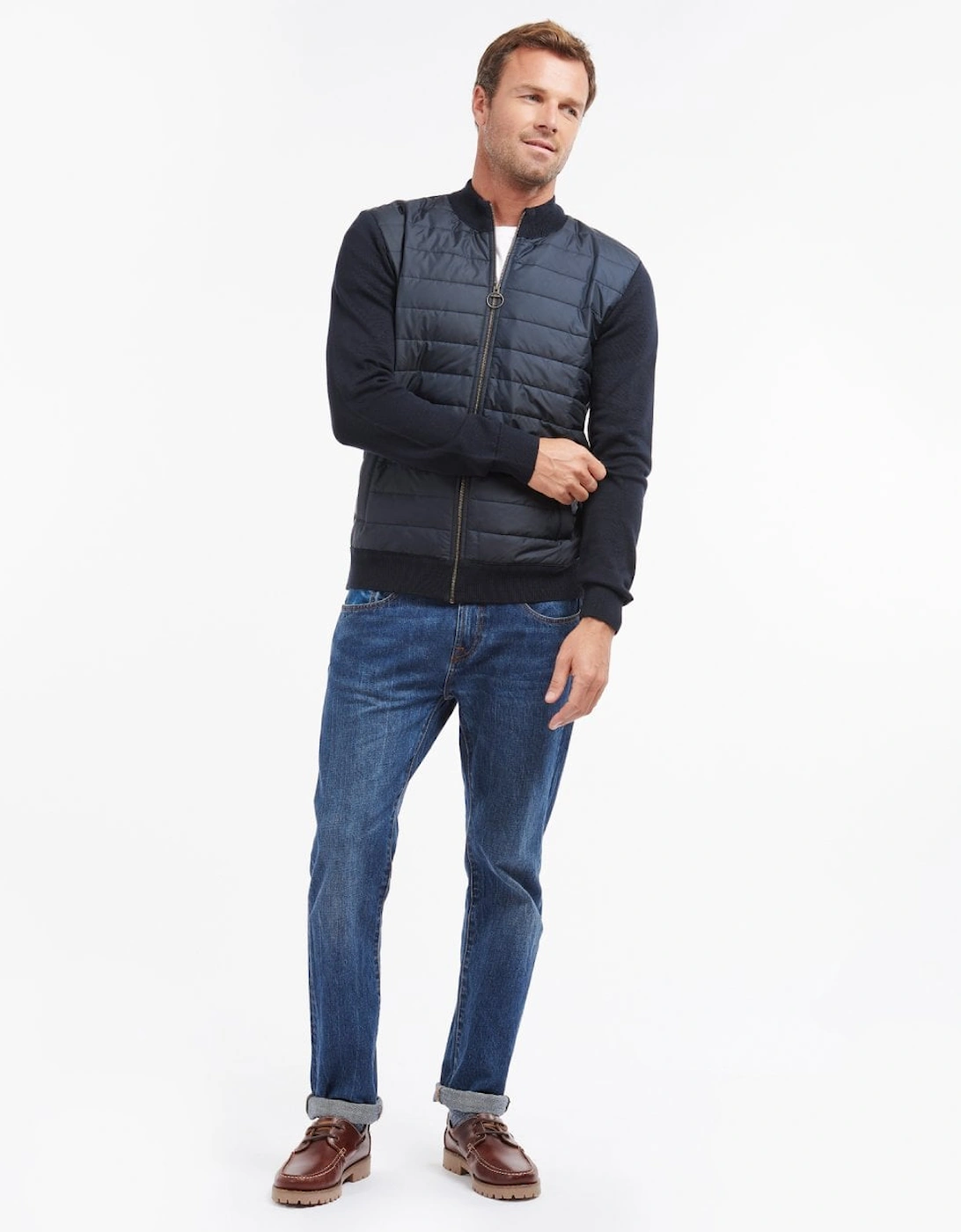 Carn Baffle Mens Zip Through Sweater - Navy