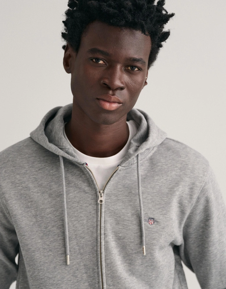 Mens Regular Fit Shield Logo Full Zip Hoodie