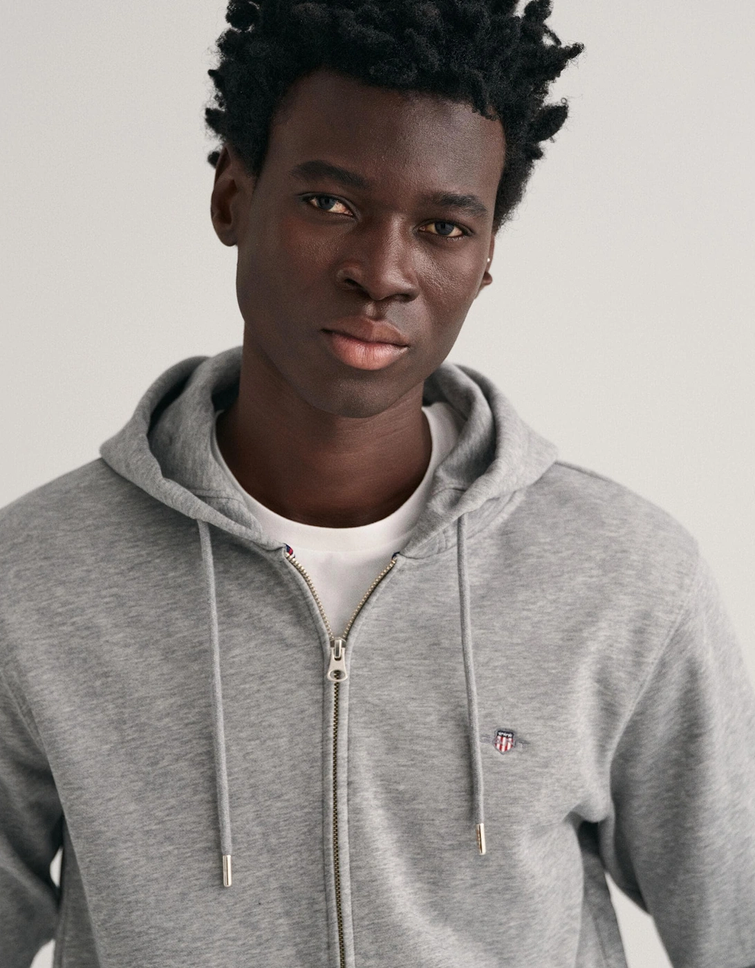 Mens Regular Fit Shield Logo Full Zip Hoodie