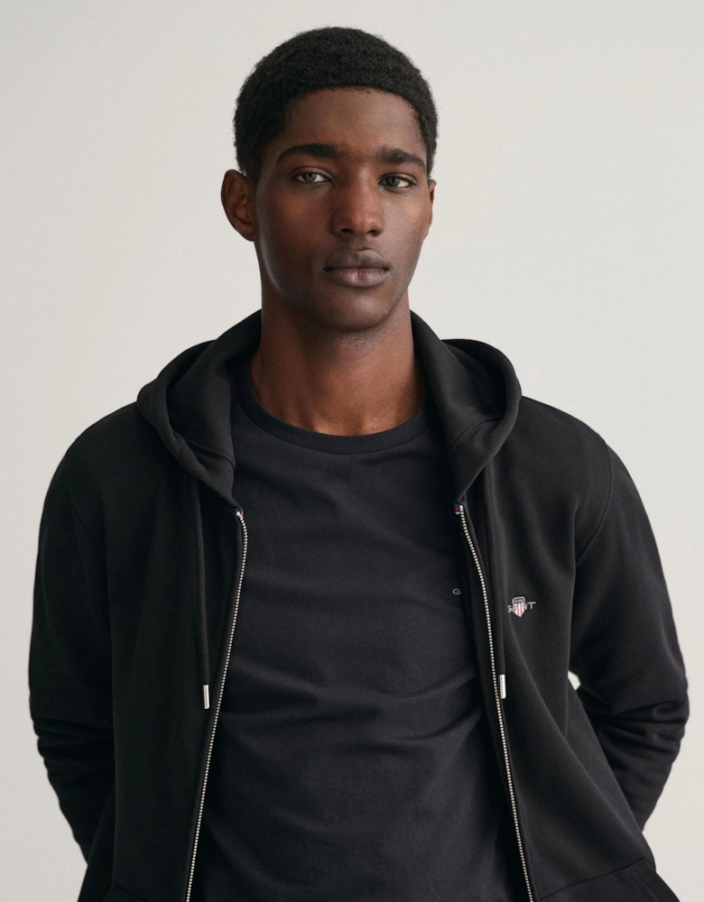 Mens Regular Fit Shield Logo Full Zip Hoodie