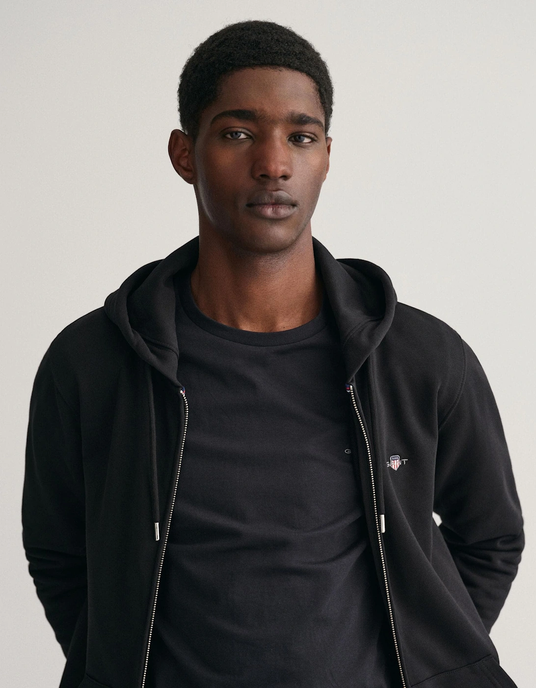Mens Regular Fit Shield Logo Full Zip Hoodie