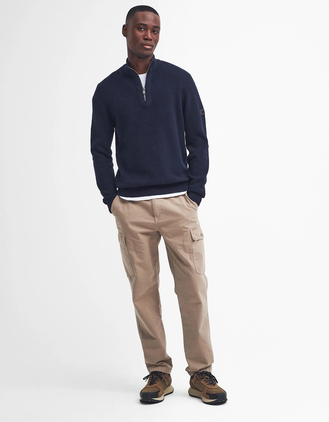 Crawley Mens Funnel Neck Jumper - Navy