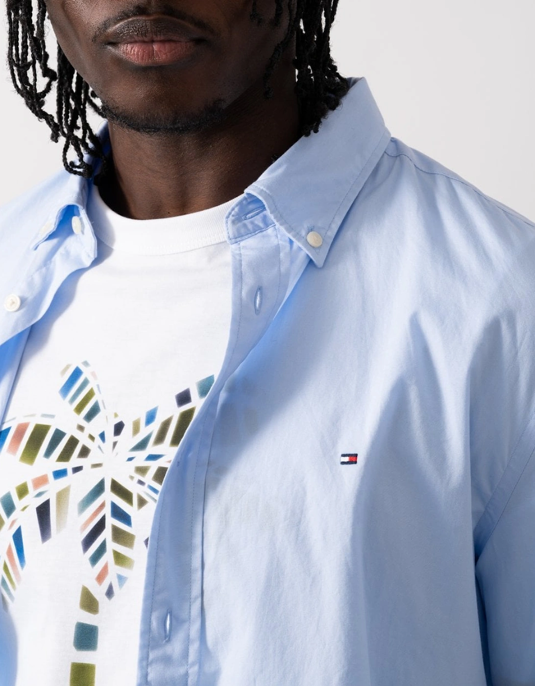 Core Flex Poplin Mens Long Sleeve Shirt - Sweet Blue