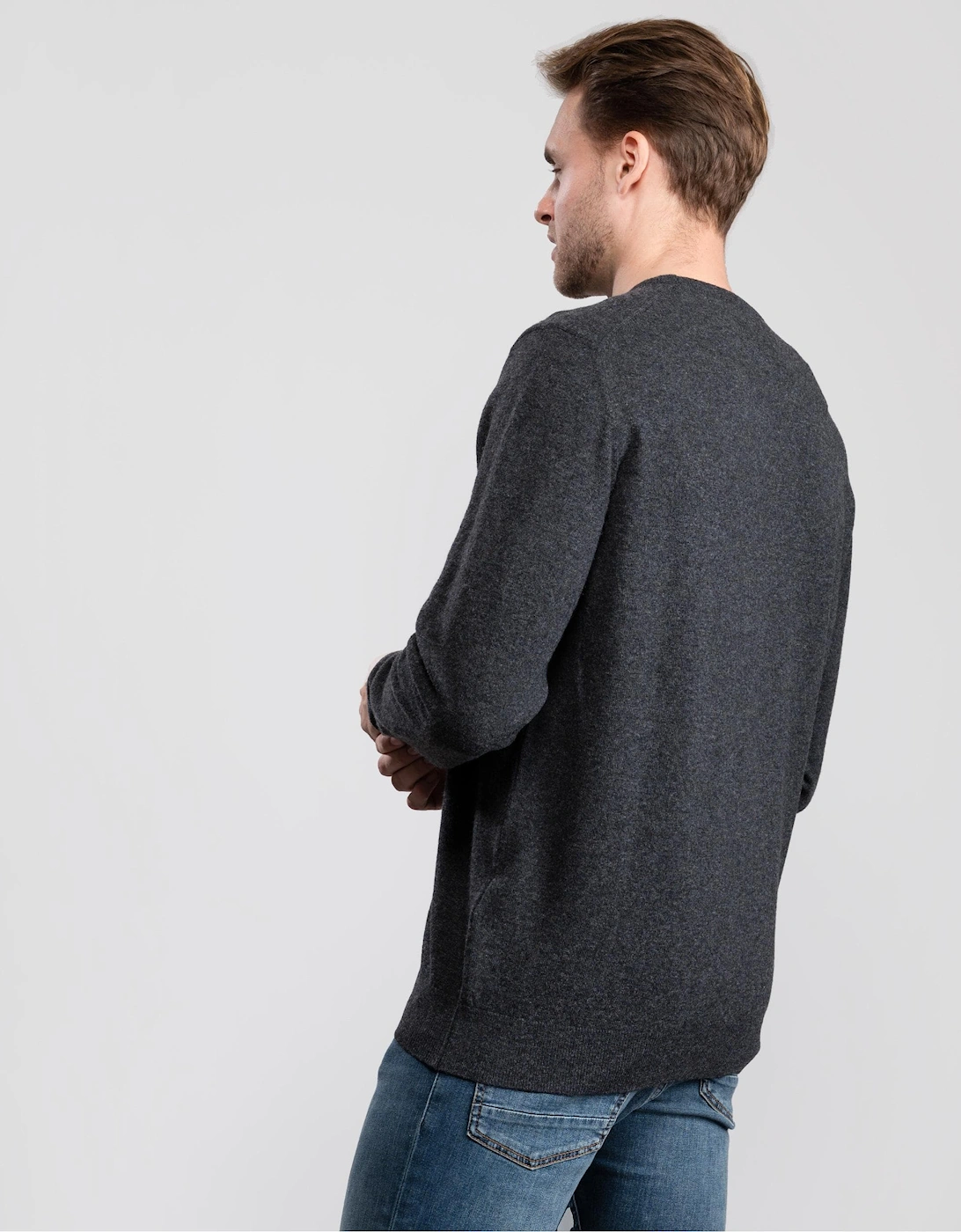 Essential Crew Neck Mens Jumper - Charcoal
