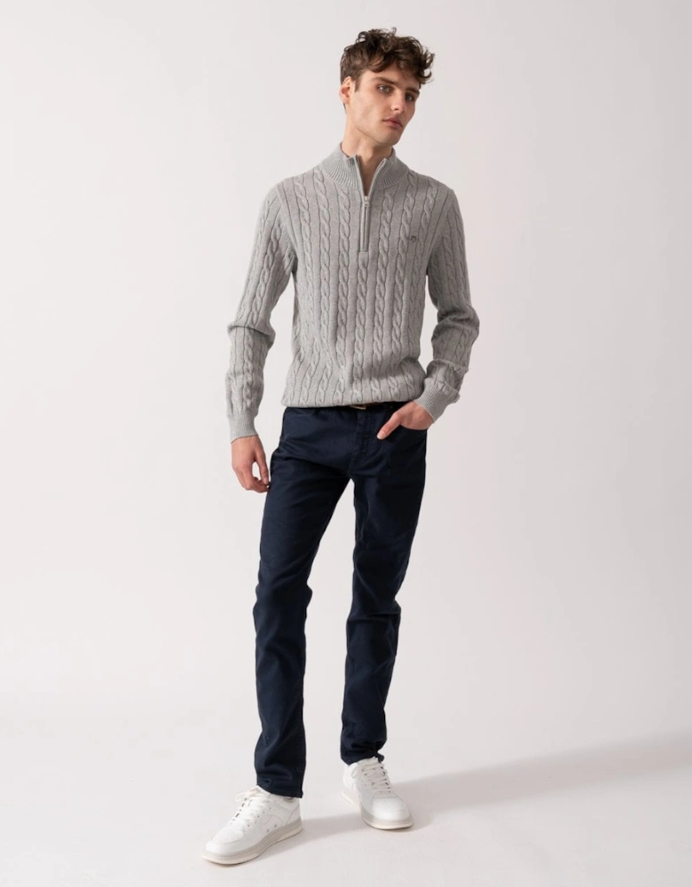 Mens Cotton Cable Half Zip Jumper