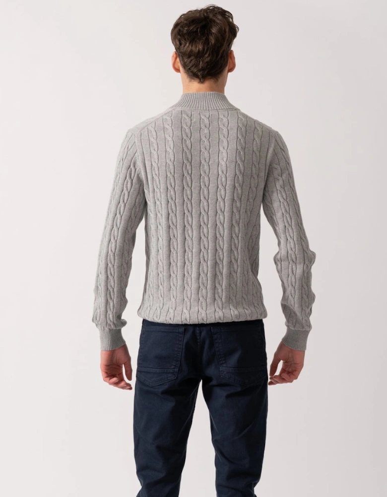 Mens Cotton Cable Half Zip Jumper