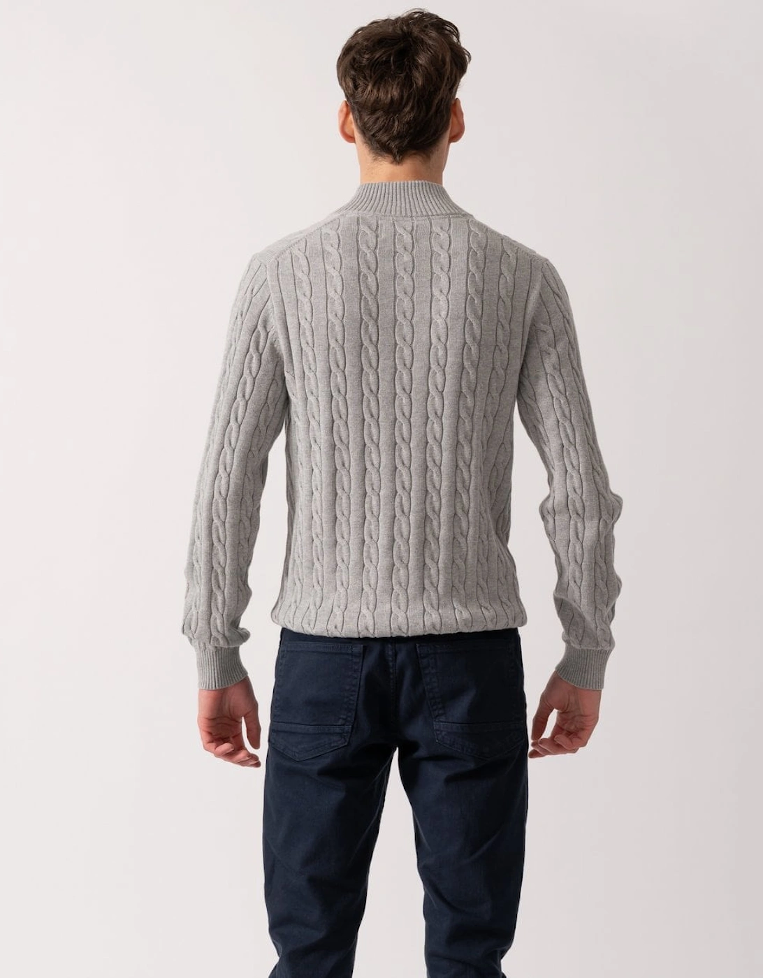 Mens Cotton Cable Half Zip Jumper