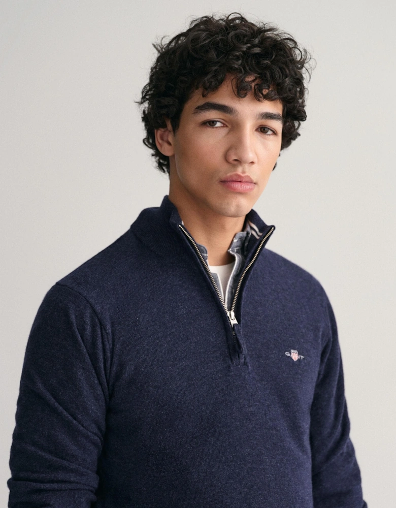 Mens Superfine Lambswool Half Zip Cardigan