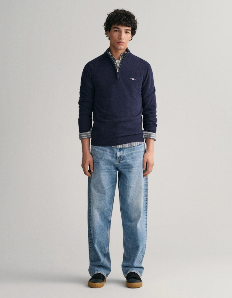 Mens Superfine Lambswool Half Zip Cardigan