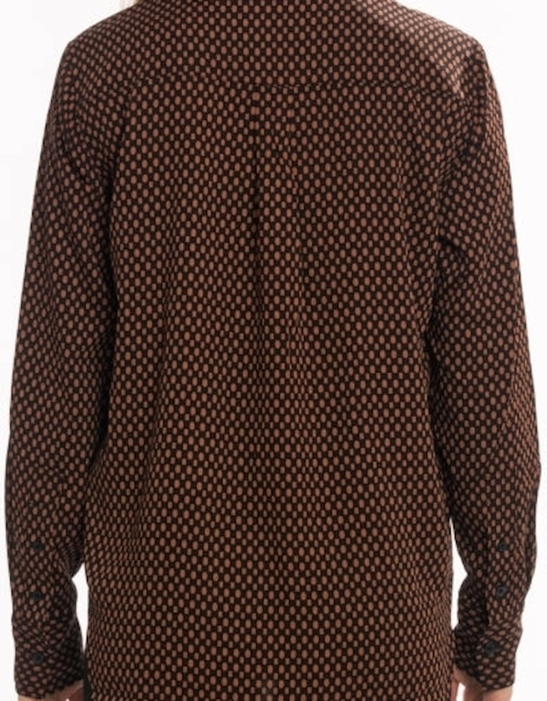 Print Geometric Relaxed Long Sleeve Womens Shirt