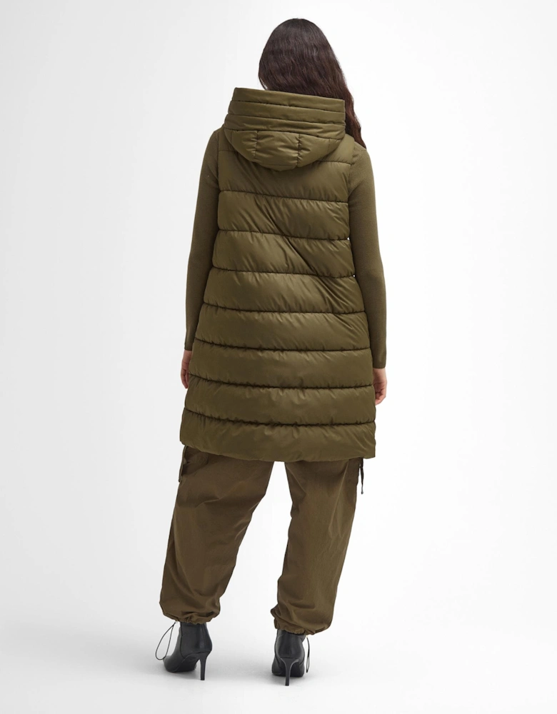 Greyson Womens Long Puffer Gilet - Empire Green