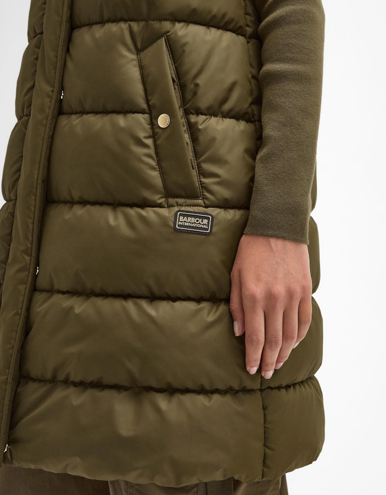 Greyson Womens Long Puffer Gilet - Empire Green