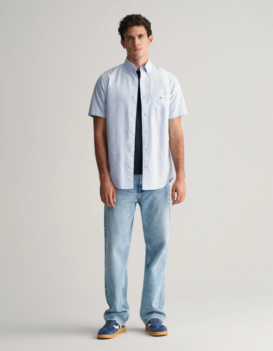 Mens Regular Fit Short Sleeve Oxford Shirt