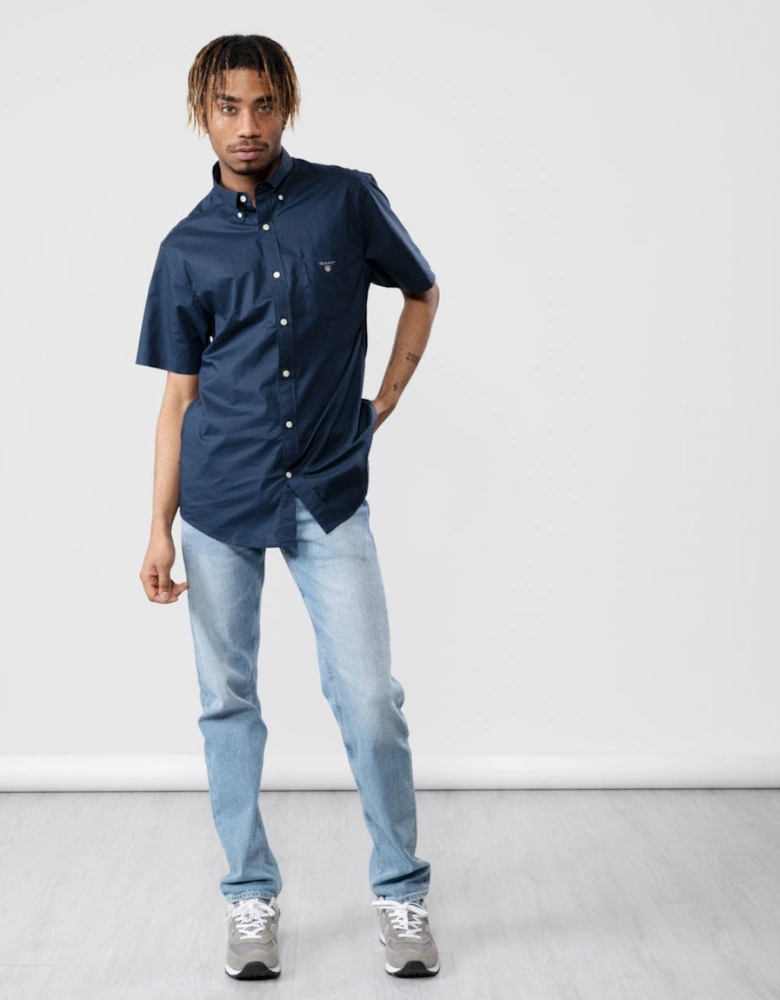 Regular Broadcloth Short Sleeve Button Down Mens Shirt