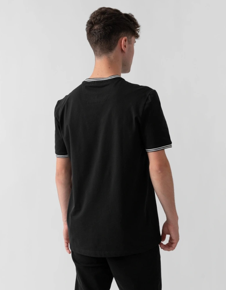 BOSS Green Taul Mens Stretch-Cotton T-Shirt with Stripes and Logo