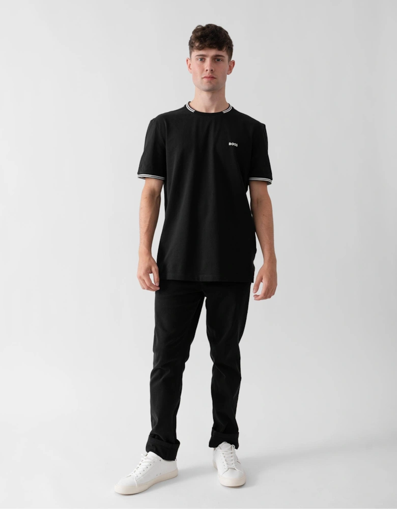 BOSS Green Taul Mens Stretch-Cotton T-Shirt with Stripes and Logo