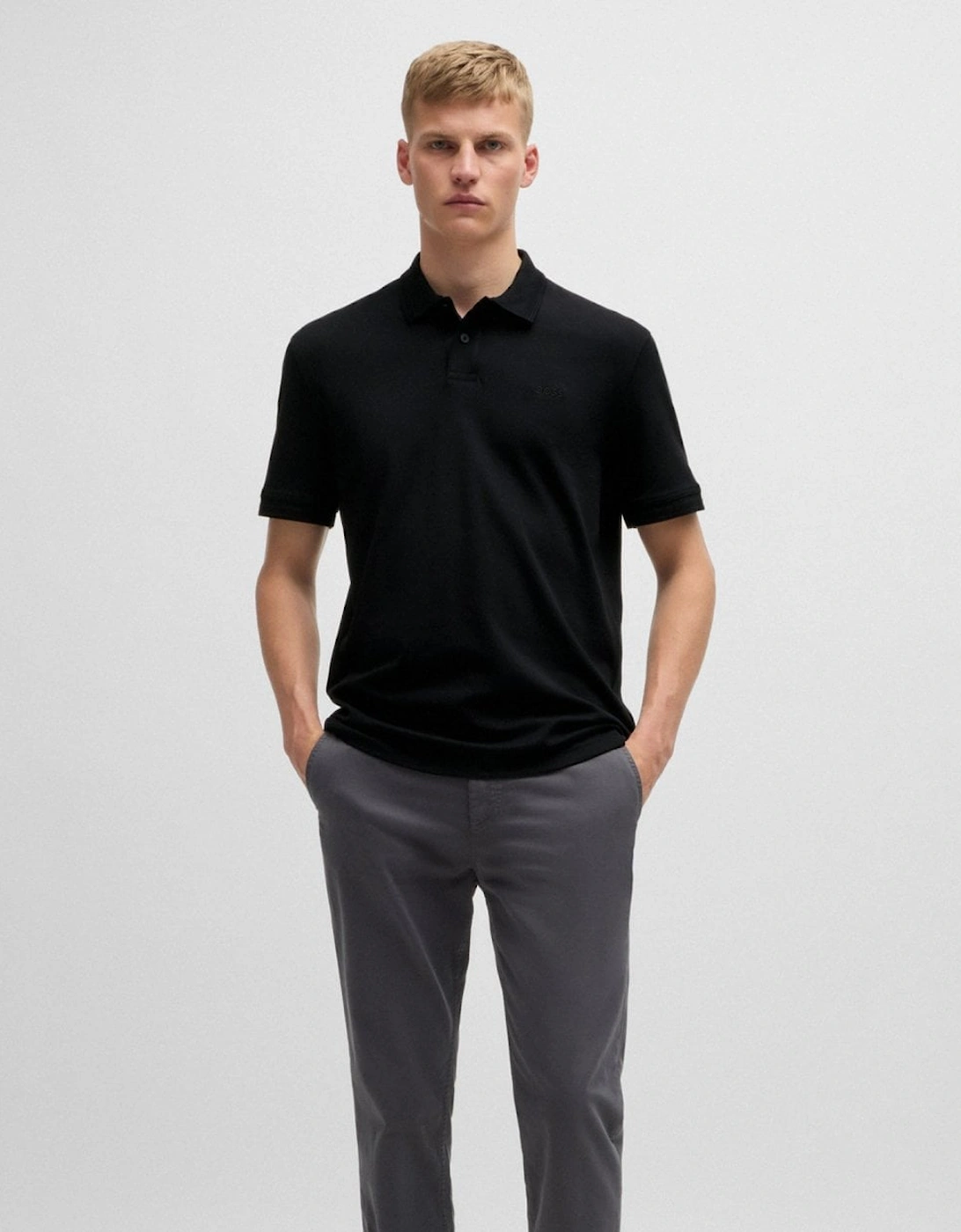 BOSS Orange Pe Interlock Mens Polo Shirt with Logo Print