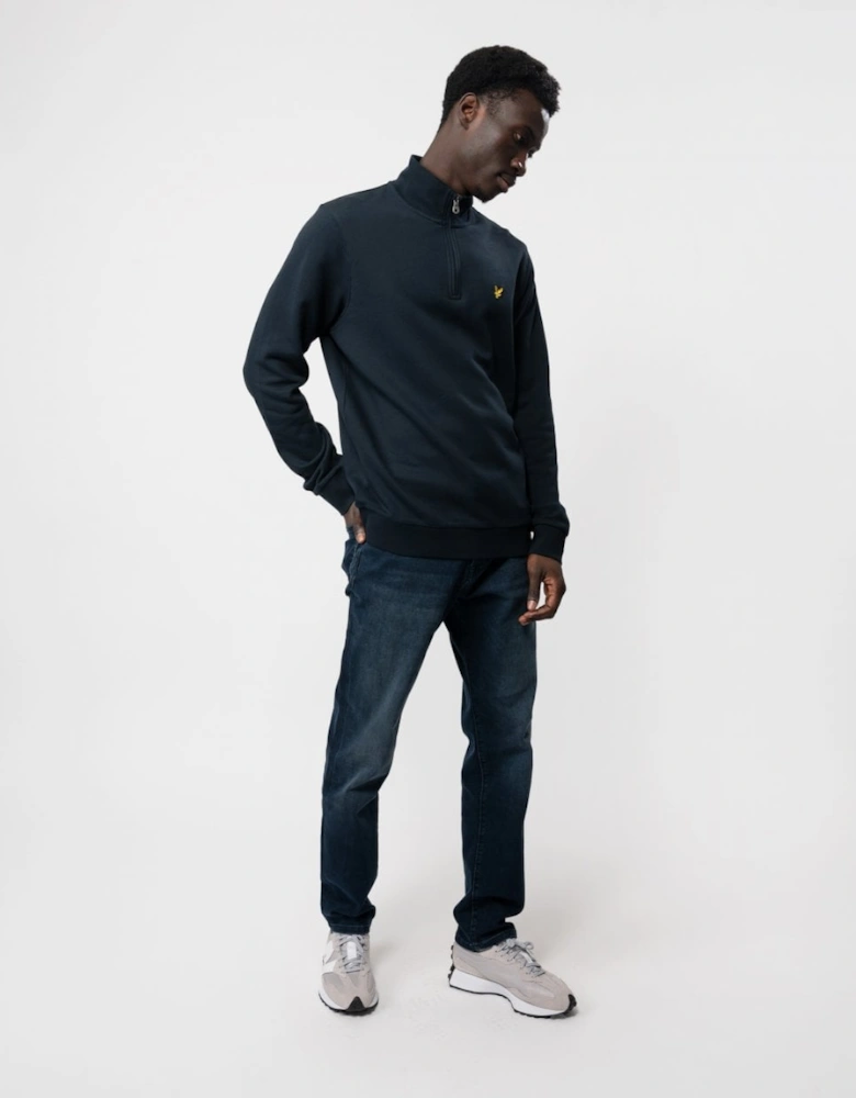 Lyle & Scott Mens Embroidered Quarter Zip Sweatshirt - Z271 Dark Navy
