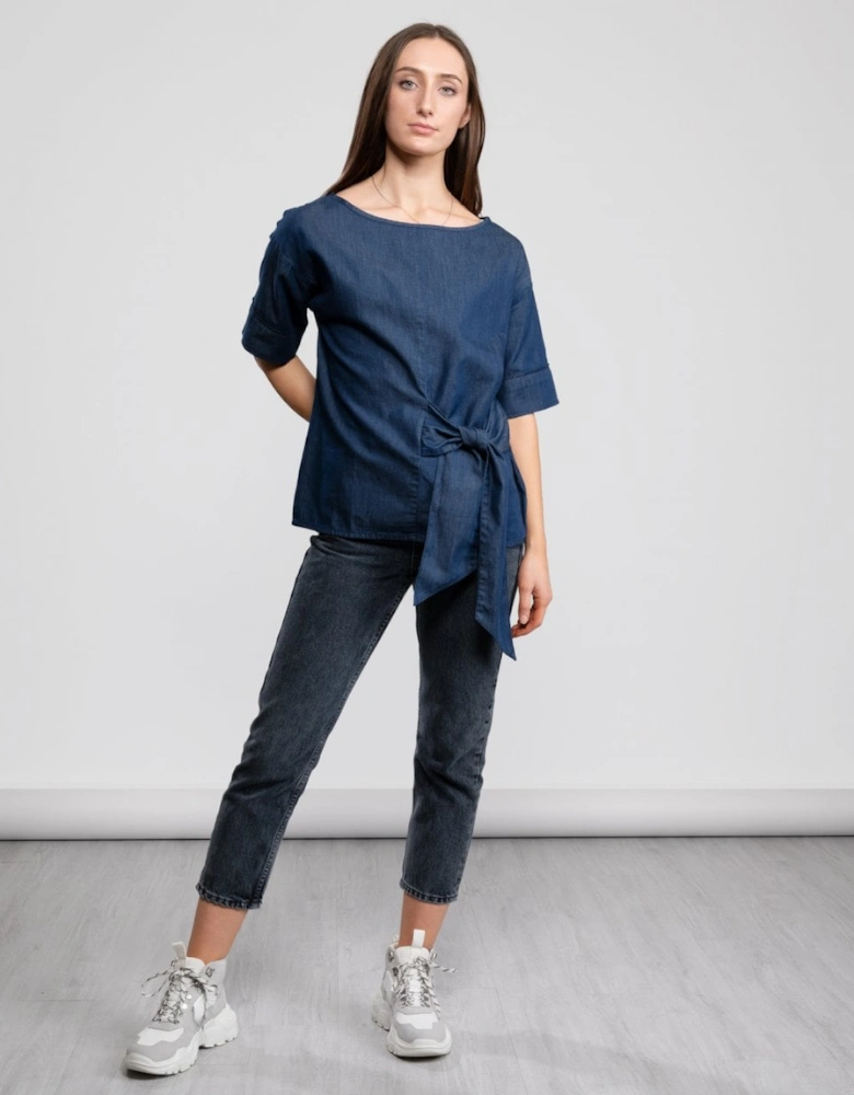 Great Plains Darla Denim Front Tie Womens Top