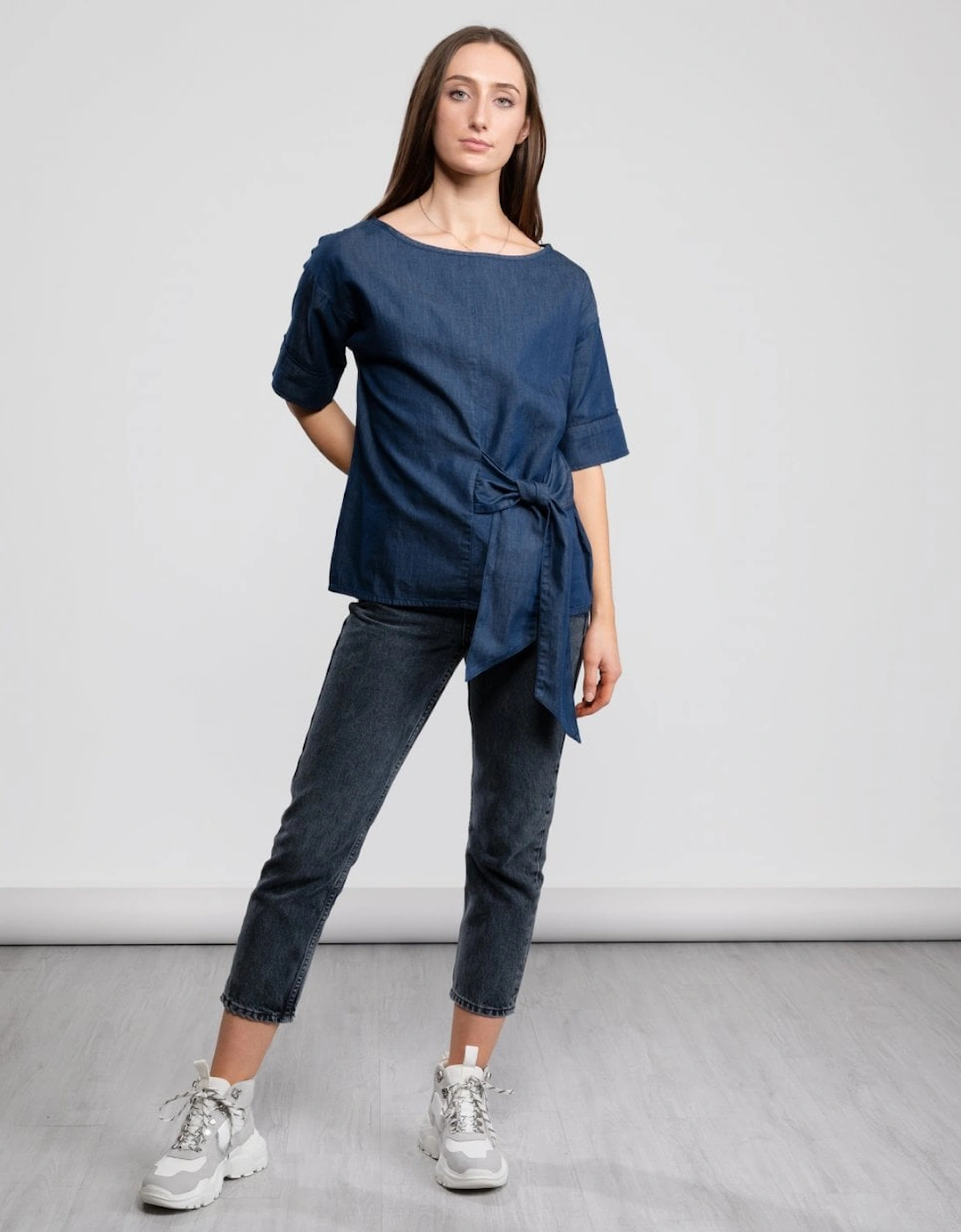 Great Plains Darla Denim Front Tie Womens Top
