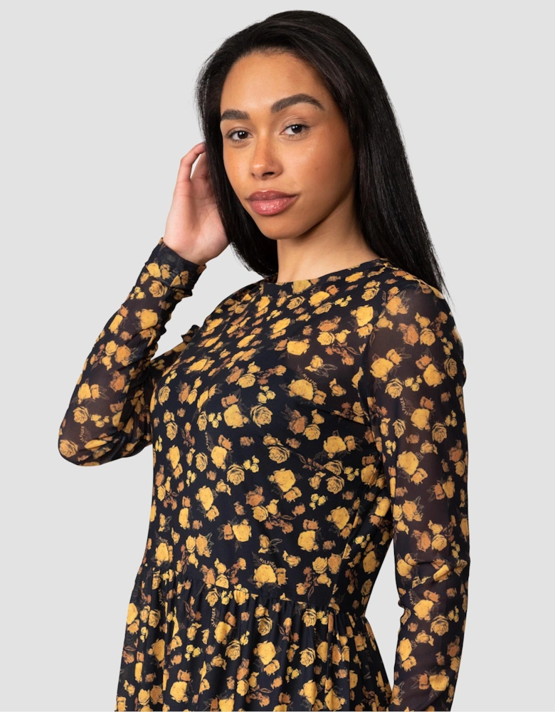 Mesh Rose Womens Midi Slim Fit Dress