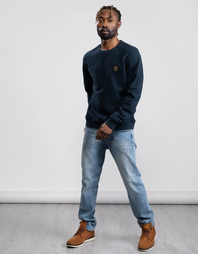Mens Crew Neck Sweatshirt With Logo Patch