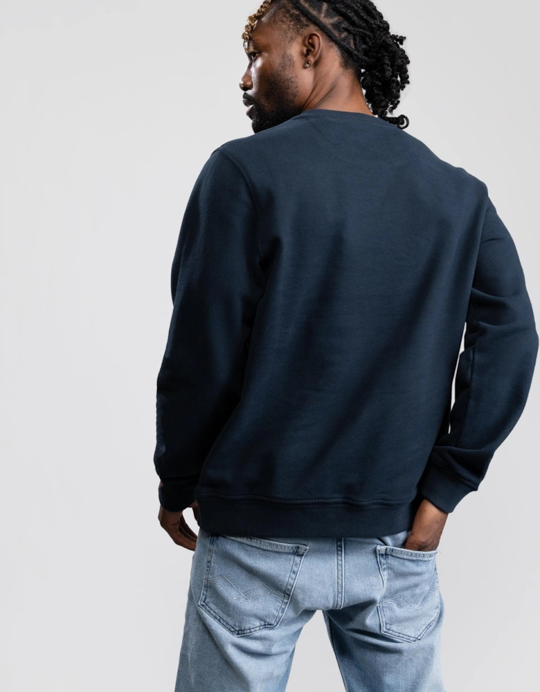 Mens Crew Neck Sweatshirt With Logo Patch