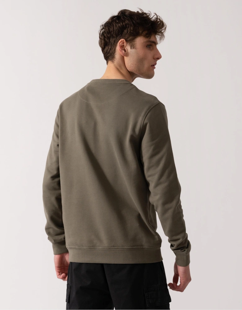 Mens Crew Neck Sweatshirt With Logo Patch