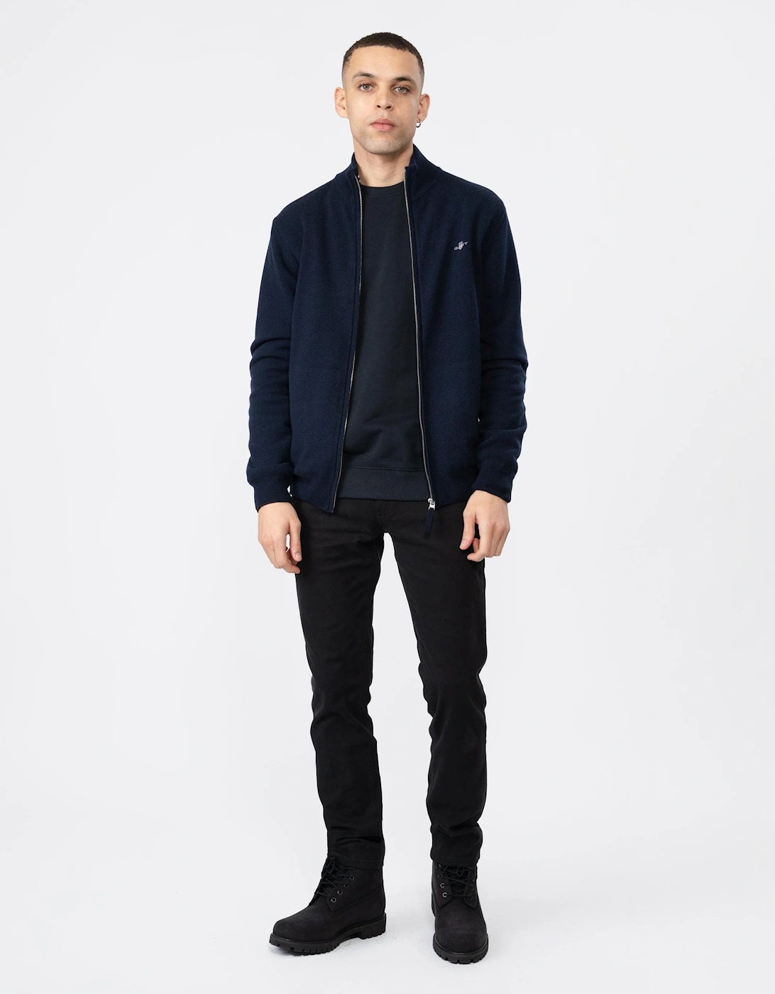 Mens Superfine Lambswool Full Zip Cardigan