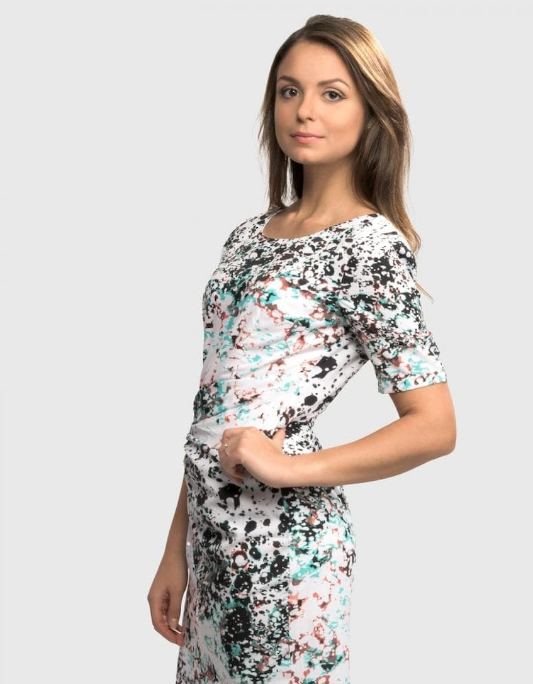 Great Plains Miquita Marble Rouched Womens Dress