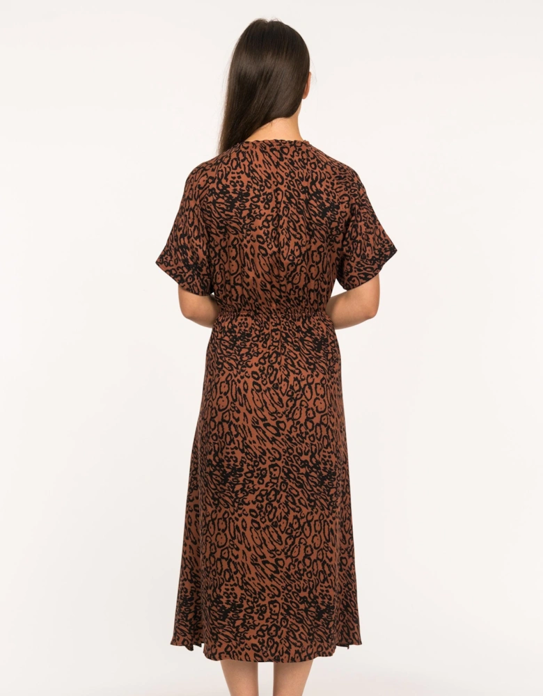 Short Sleeved Printed Midi Dress