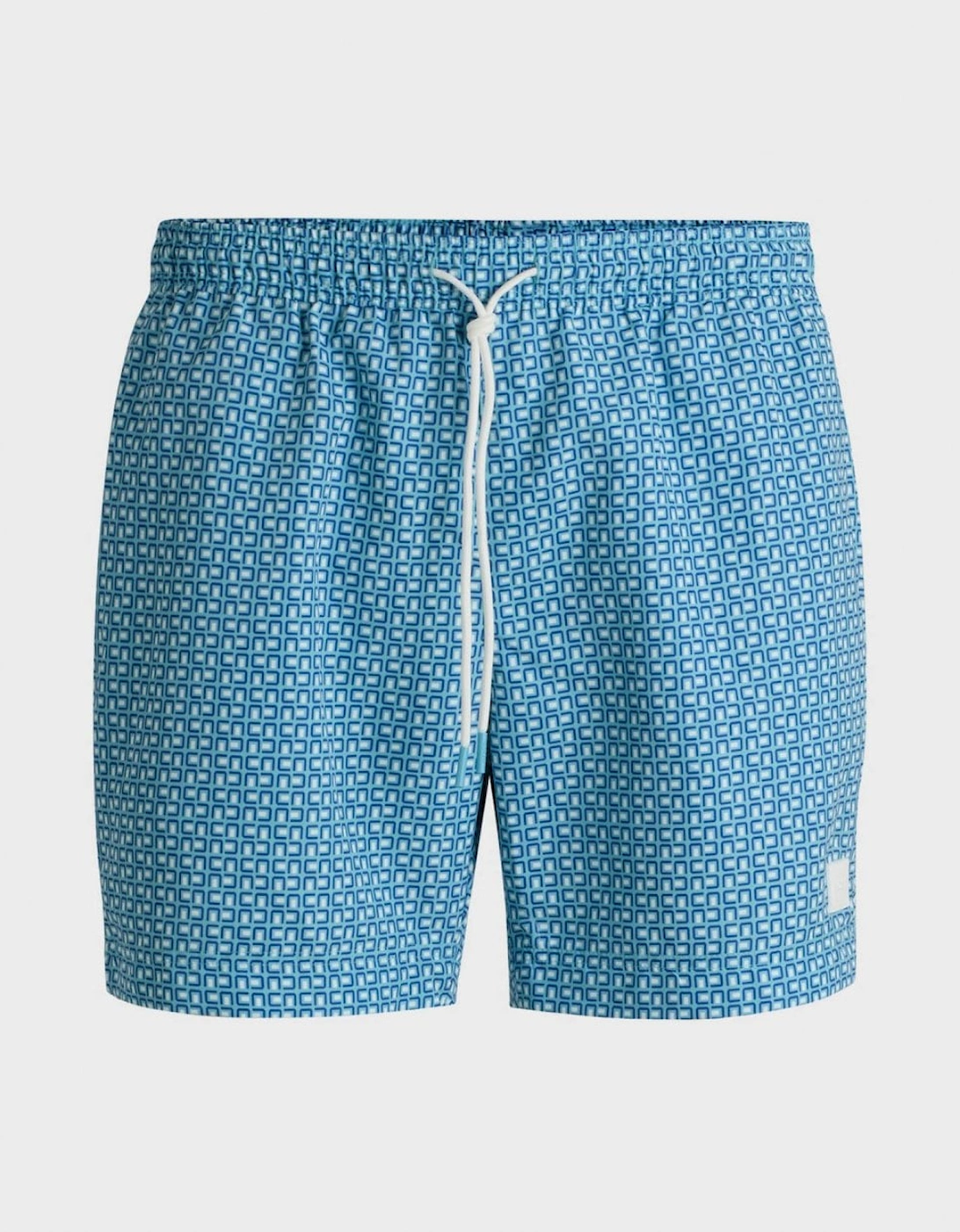 BOSS Orange Vibe Mens Logo-Label Swim Shorts with Seasonal Pattern