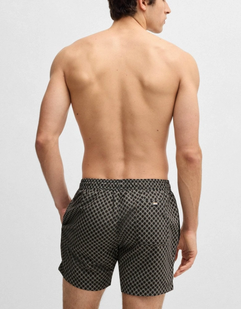 BOSS Orange Vibe Mens Logo-Label Swim Shorts with Seasonal Pattern