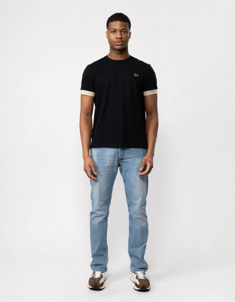 Mens Striped Cuff T-Shirt - Black 102