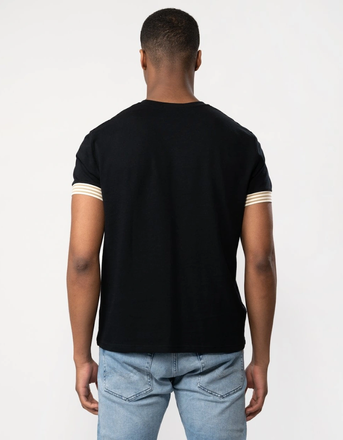 Mens Striped Cuff T-Shirt - Black 102