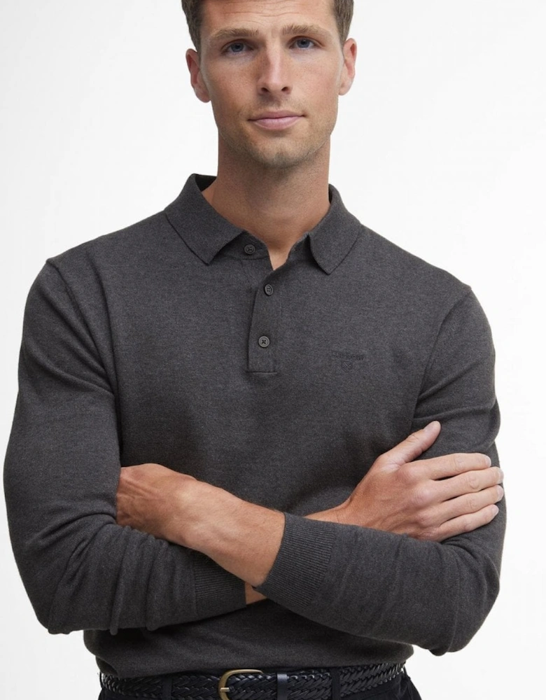 Bassington Mens Long Sleeve Knitted Polo Shirt