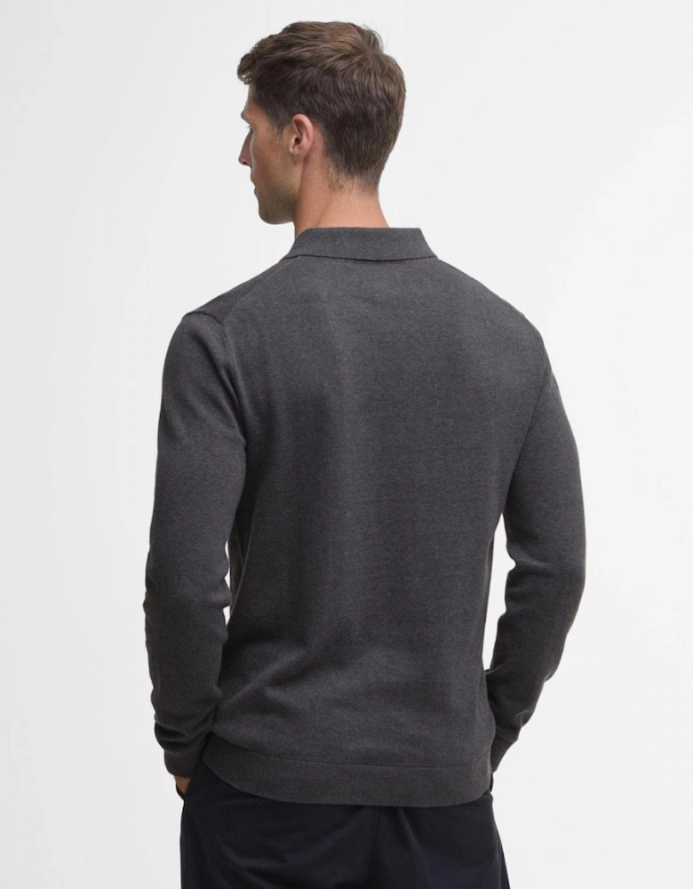 Bassington Mens Long Sleeve Knitted Polo Shirt