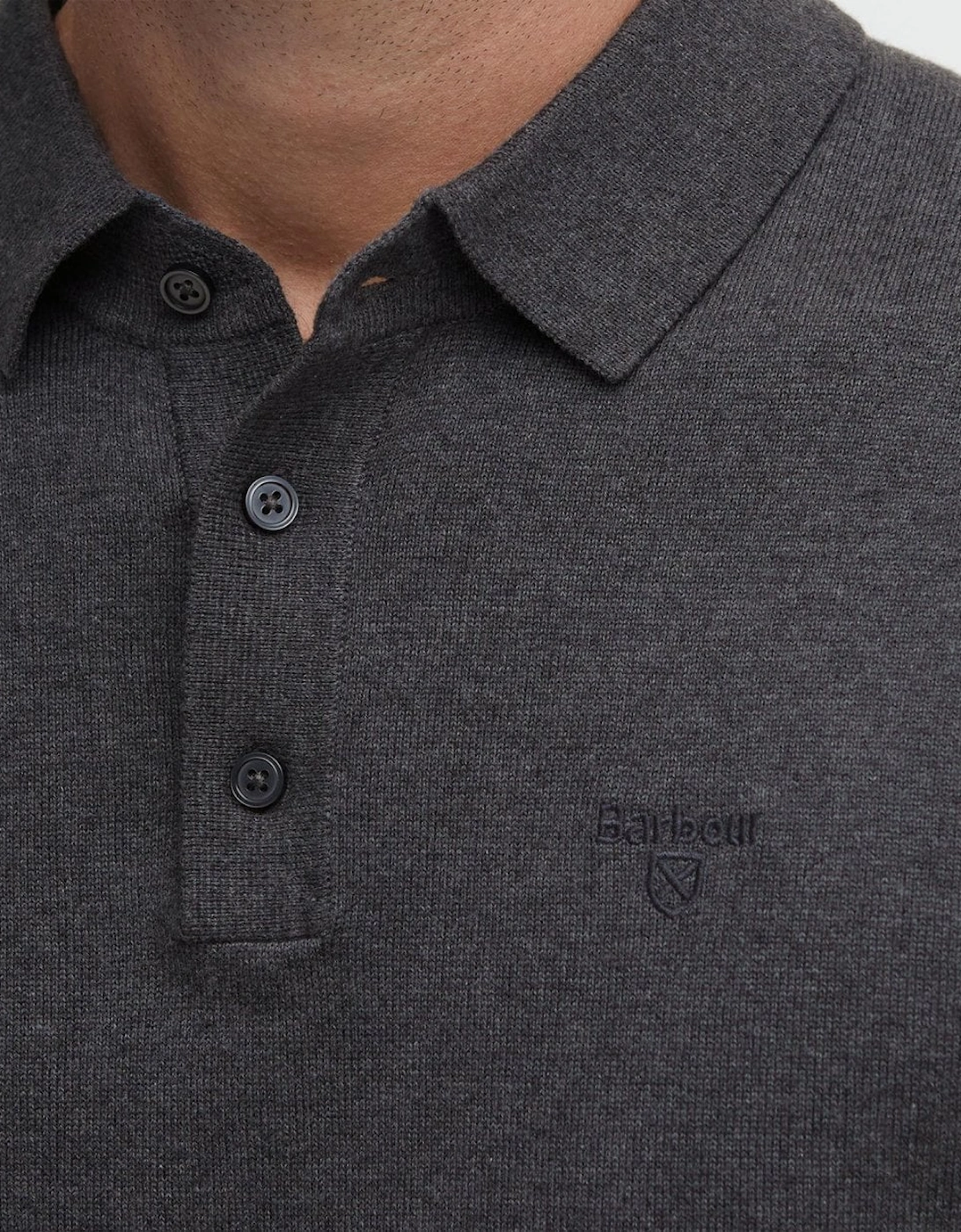 Bassington Mens Long Sleeve Knitted Polo Shirt