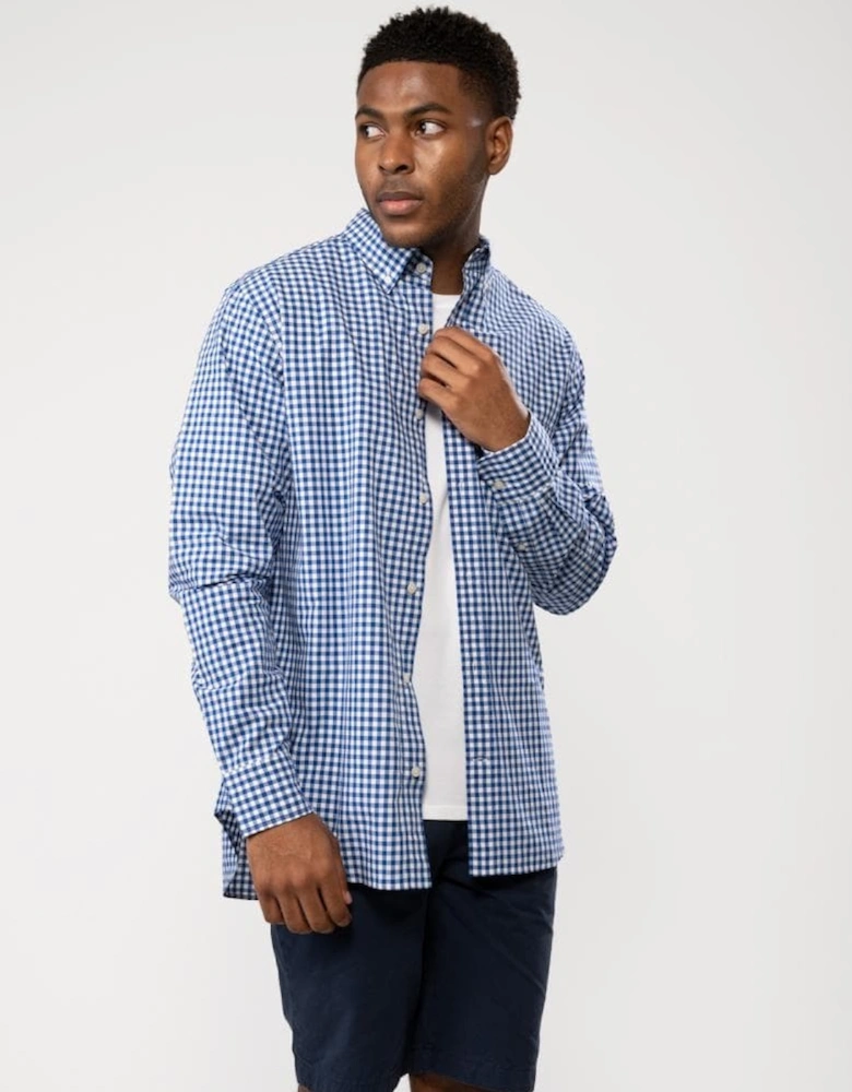 Mens Regular Fit Long Sleeve Poplin Gingham Shirt