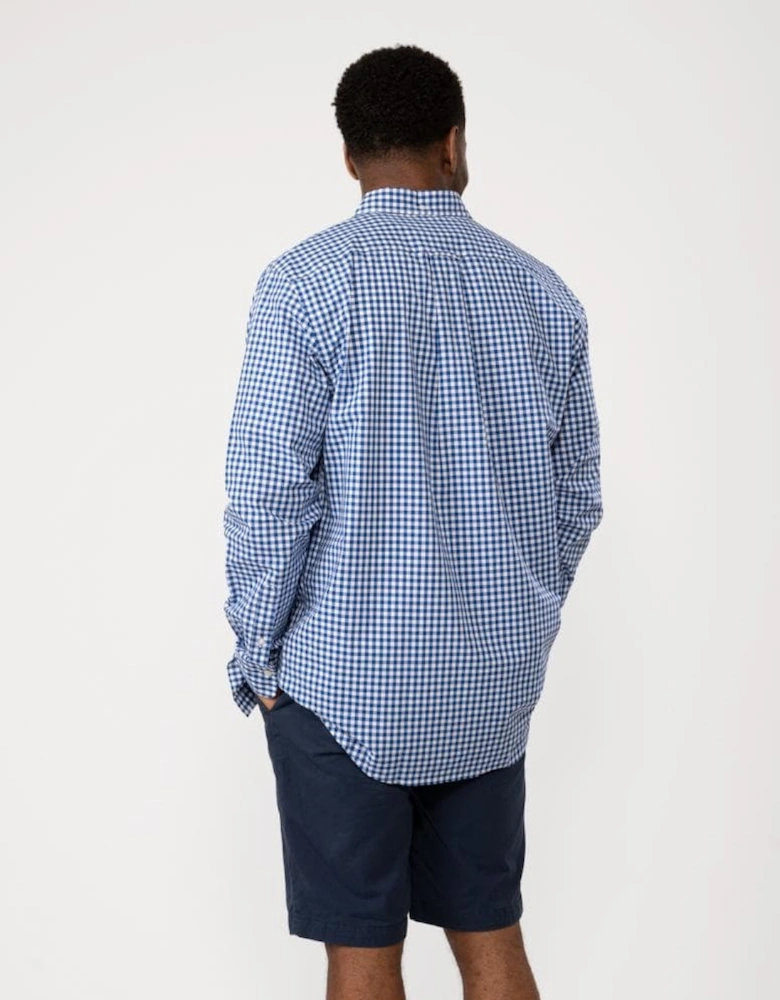 Mens Regular Fit Long Sleeve Poplin Gingham Shirt