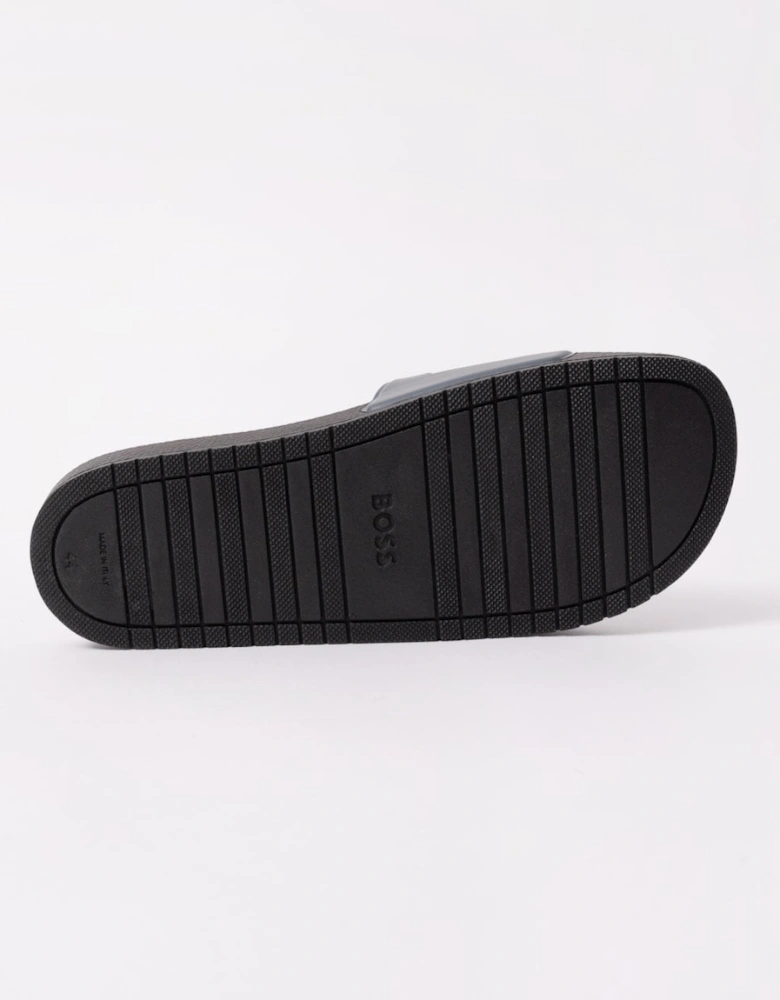 BOSS Orange Aryeh Mens Italian-Made Slides With Large Logo Detail - Medium Grey 036