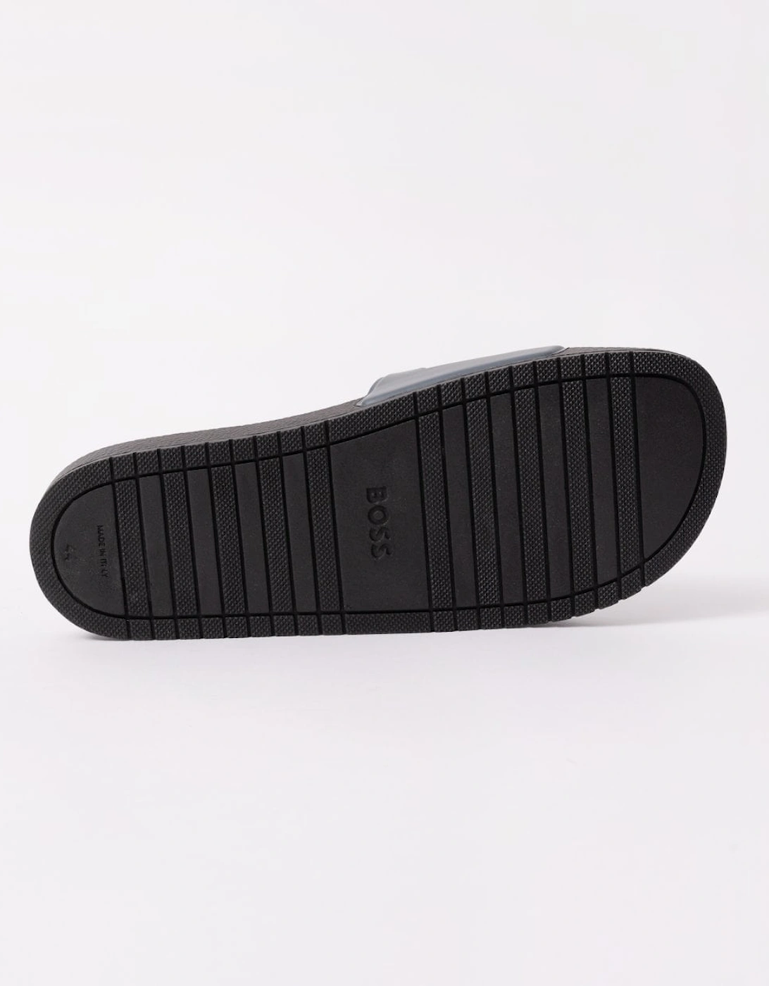 BOSS Orange Aryeh Mens Italian-Made Slides With Large Logo Detail - Medium Grey 036